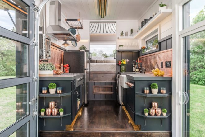 Escher by New Frontier Tiny Homes, New Frontier Tiny Homes, Escher Tiny House, luxurious tiny homes, expensive tiny homes, custom tiny home builds, space saving design tiny homes, space saving design in the home, off grid ready tiny houses