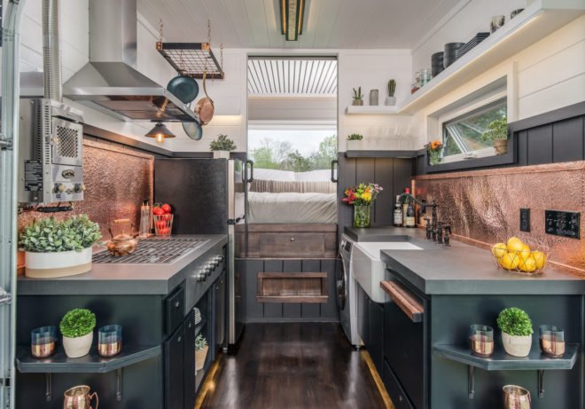 Escher by New Frontier Tiny Homes, New Frontier Tiny Homes, Escher Tiny House, luxurious tiny homes, expensive tiny homes, custom tiny home builds, space saving design tiny homes, space saving design in the home, off grid ready tiny houses