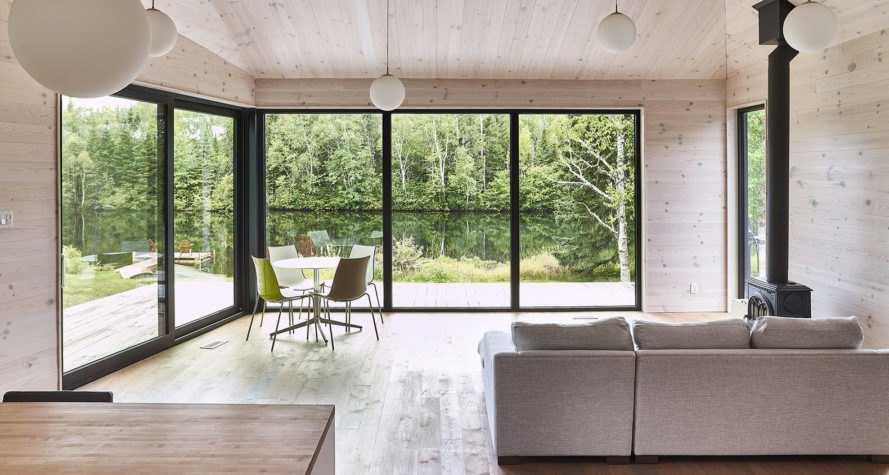 Anik Péloquin, The Sisters, green renovation, timber cladding, Canada, rural architecture, shed roof, overhanging roof, summer house, guest house