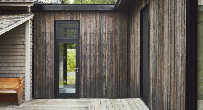 Anik Péloquin, The Sisters, green renovation, timber cladding, Canada, rural architecture, shed roof, overhanging roof, summer house, guest house