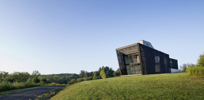Sleeve House, actual / office, charred wood, timber house, New York, timber, exposed concrete, glass walls, green architecture