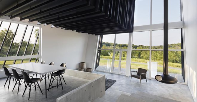 Sleeve House, actual / office, charred wood, timber house, New York, timber, exposed concrete, glass walls, green architecture