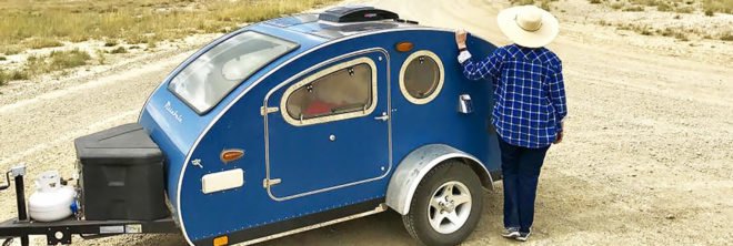 Vistabule teardrop trailer with flexible Sunflare solar panels makes off-grid travel easier than ever