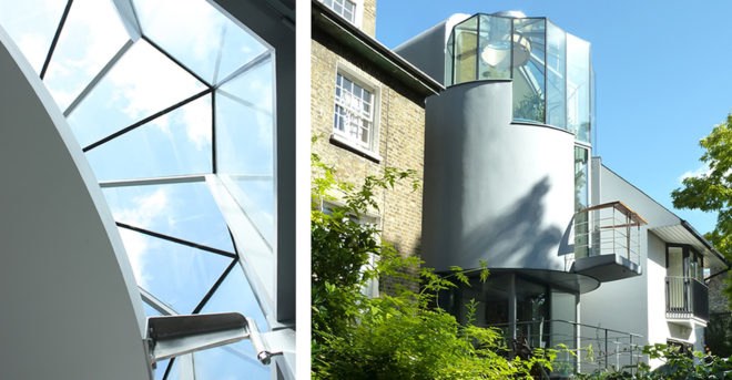 Wood Lane house, narrow house, London, Birds Portchmouth Russum Architects, prefab, RIBA, Grand Designs, small spaces, concrete, brick buildings, terrace