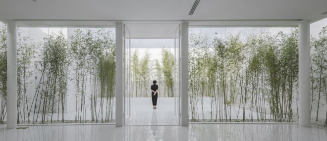 Bamboo Rooftop Room by V STUDIO, bamboo rooftop space, bamboo grove on shopping mall, shopping mall roof architecture, V STUDIO Architects, bamboo forest architecture