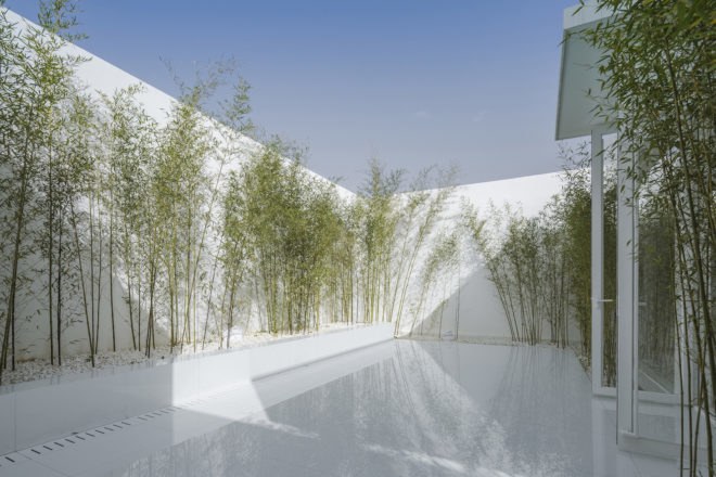 Bamboo Rooftop Room by V STUDIO, bamboo rooftop space, bamboo grove on shopping mall, shopping mall roof architecture, V STUDIO Architects, bamboo forest architecture