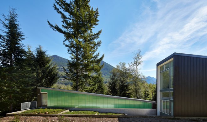 Bear Run Cabin, David Coleman Architecture, cabin in the Cascade Mountains, glass facade, Washington DC, polycarbonate, green architecture, loft, glass walls, shelter