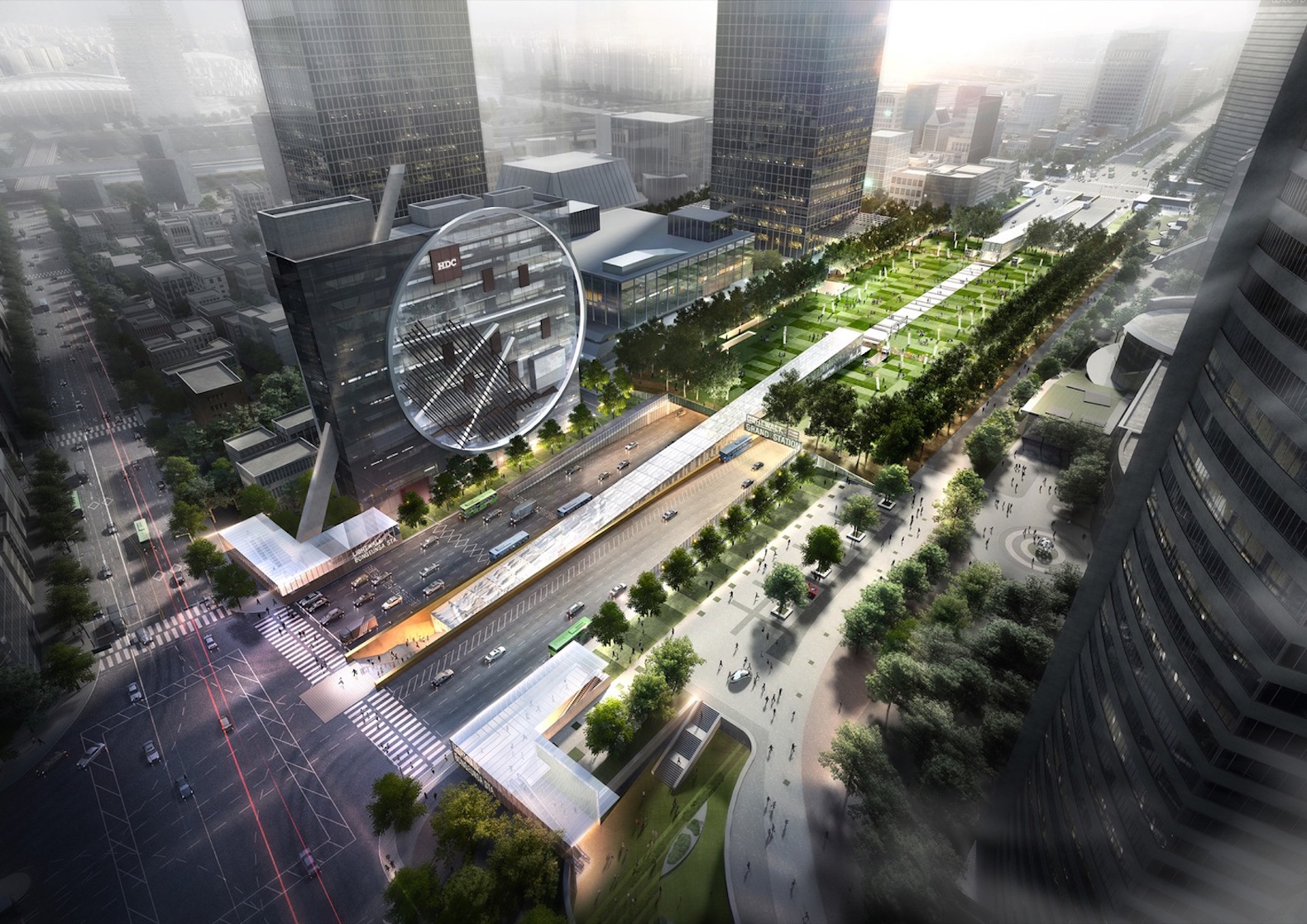 Gangnam International Transit Center by Dominique Perrault Architecture, Gangnam International Transit Center, Transit center Seoul, Seoul Central Park, Gangnam Central Park, underground architecture, pedestrian friendly Seoul, Lightwalk Gangnam