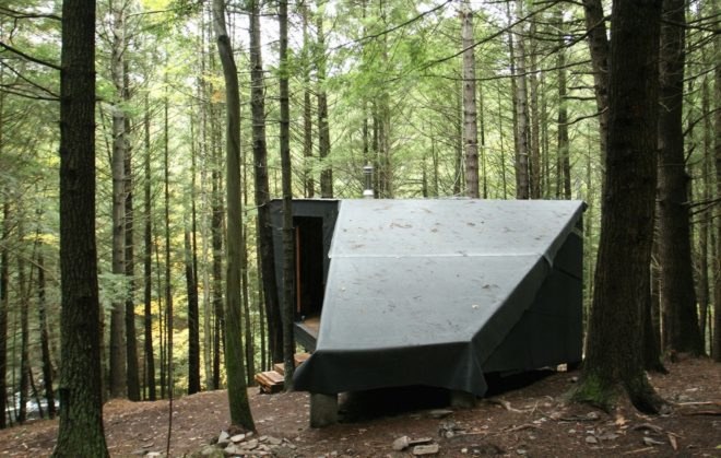 Half tree house by JacobsChang, low budget cabin, cabin in upstate new york, cabin construction in Sullivan County, Half Tree House in Sullivan County, off grid cabin upstate new york, Garnier Limb tree anchoring