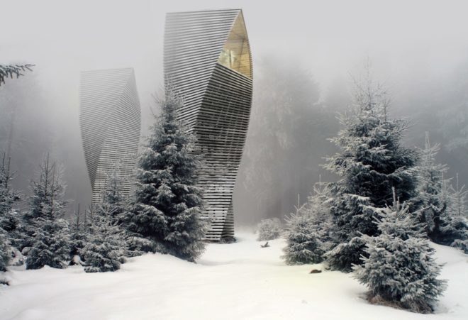 Antony Gibbons Designs, Helix House, whimsical home design, geometrical home design, geometrical architecture, twisted homes, tiny homes, tiny cabins, cabin design, nature-inspired designs, sustainable design, green design,