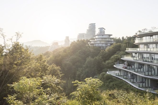 Huangshan Mountain Village by MAD Architects, Huangshan Mountain Village, Huangshan residential developments, MAD Architects residential projects, mountain-like architecture, Huangshan architecture, mountain-shaped architecture China, Shanshui architecture