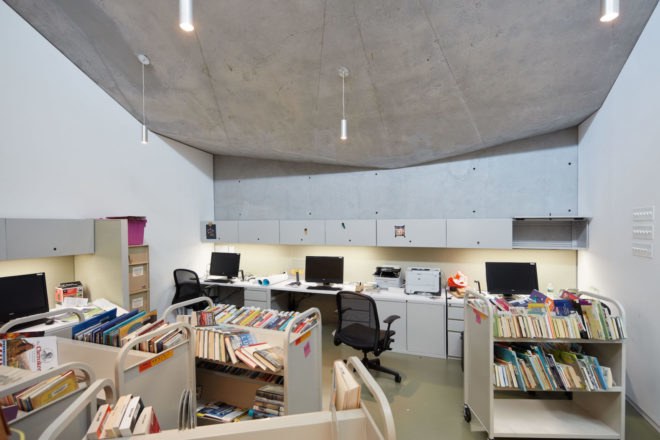Kew Gardens Hill Library by Work Architecture Company, Kew Gardens Hill Library, Kew Gardens Hill Library Queens, green-roofed library, Queens green roof NYC, glass fiber reinforced concrete facade,