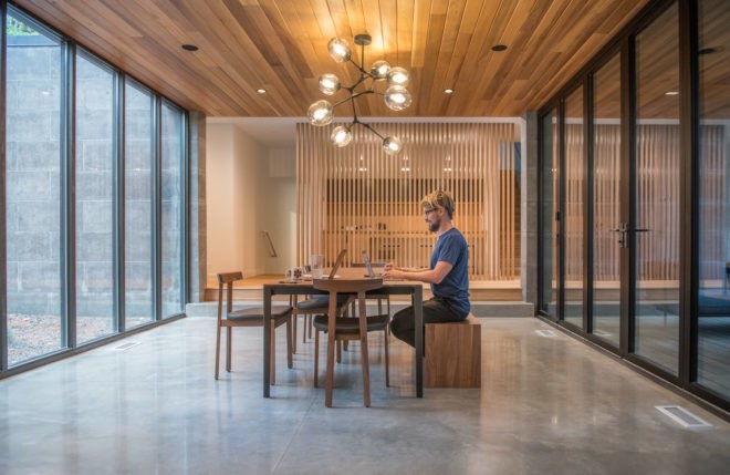Northern Lake Home by Strand Design, Scandinavian design in Minnesota, Scandinavia inspired interior design, luxury Minnesota home in the woods, rift sawn white oak interior