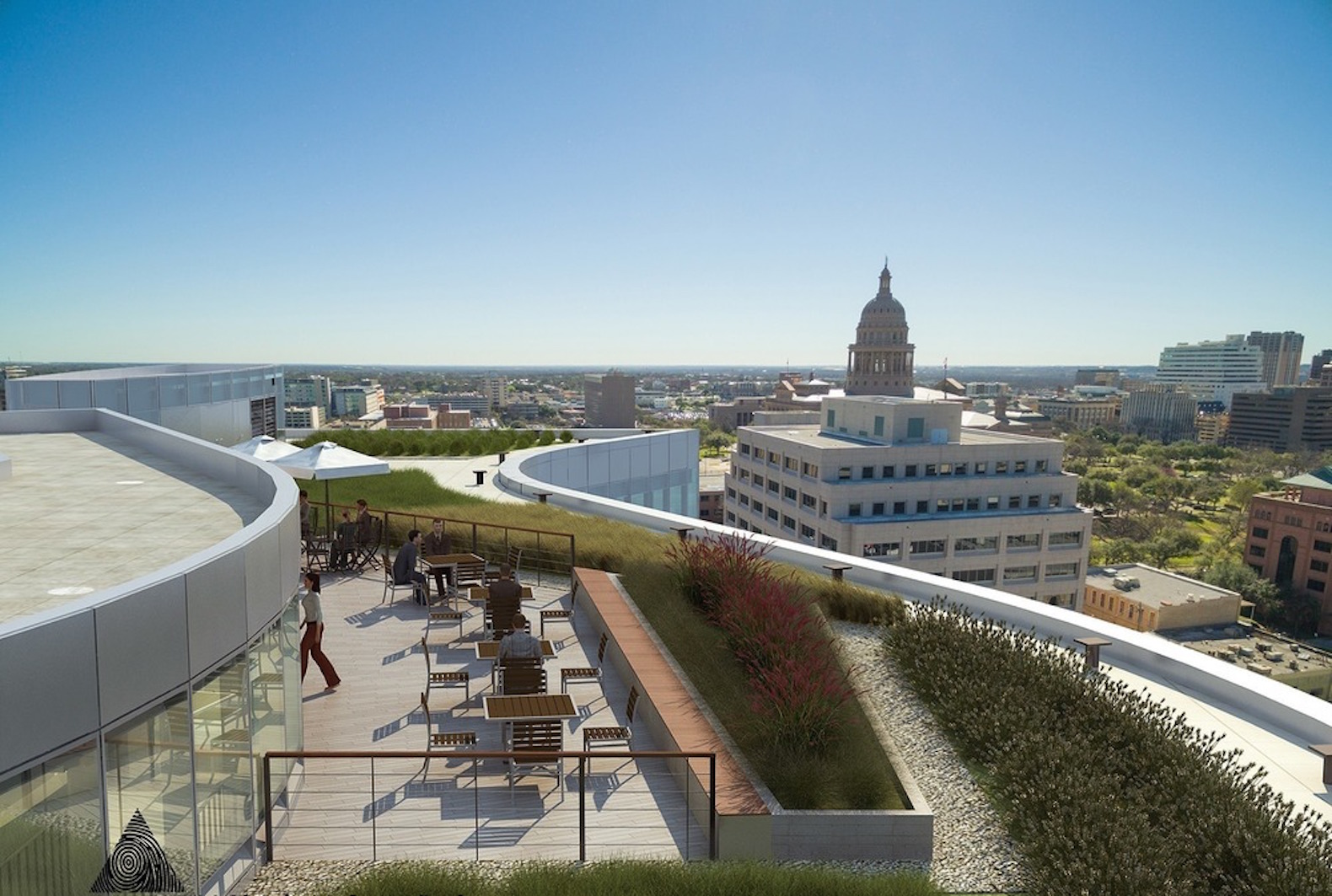 SXSW Headquarters by Pei Cobb Freed & Partners, SXSW Headquarters, LEED Gold SXSW headquarters, LEED buildings in Austin, green roofed office building, SXSW sustainability, SXSW architecture,