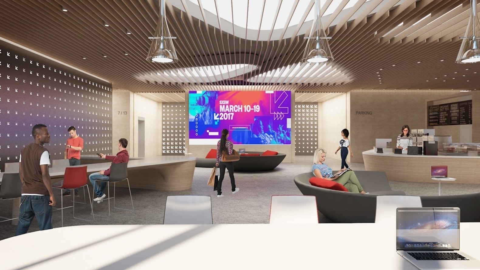 SXSW Headquarters by Pei Cobb Freed & Partners, SXSW Headquarters, LEED Gold SXSW headquarters, LEED buildings in Austin, green roofed office building, SXSW sustainability, SXSW architecture,