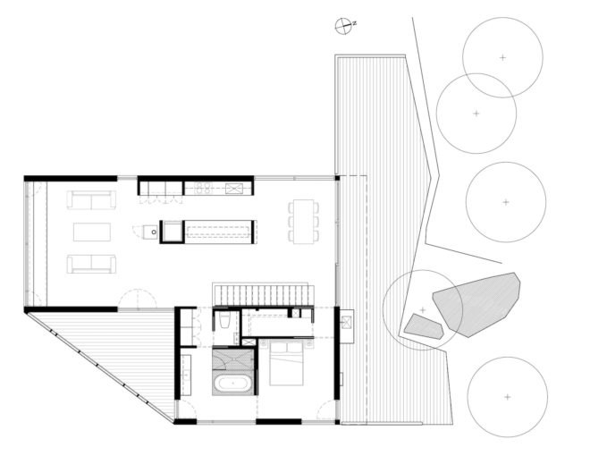 The Rock by Atelier General, The Rock house Quebec, Quebec forest cabin, black painted timber home, black painted timber architecture, Canada forest architecture,