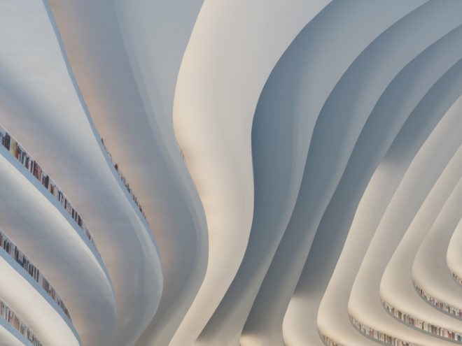 Tianjin Binhai Library by MVRDV, Tianjin Binhai Library, China public library, futuristic libraries, eye-shaped buildings, illuminated topography, undulating bookshelves, spherical auditorium