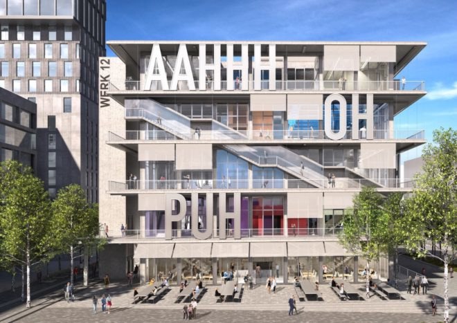 WERK12 by MVRDV, WERK12 Munich, WERK12 Werksviertel, urban regeneration Munich, MVRDV Munich architecture, WERK12 artists Engelmann and Engl