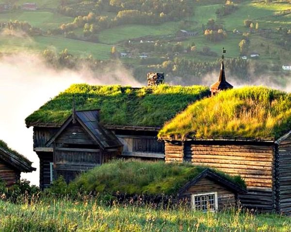 Nordigard Blessom Farm, green roofs, Norwegian architecture, Norwegian green roofs, Norwegian shelter, Norwegian farms, Norwegian lodging, Norwegian camping, green roofed farms, norway landscape, Rondane National Park, green roofs, farm conversion, rustic lodgings, cabins in norway,