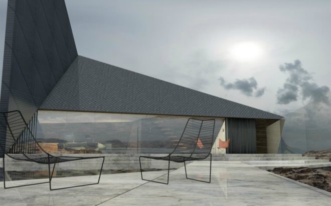 Antony Gibbon Designs, Ventt House, whimsical home design, geometrical home design, geometrical architecture, angular homes, chimneys, black homes, cabin design, nature-inspired designs, sustainable design, green design,