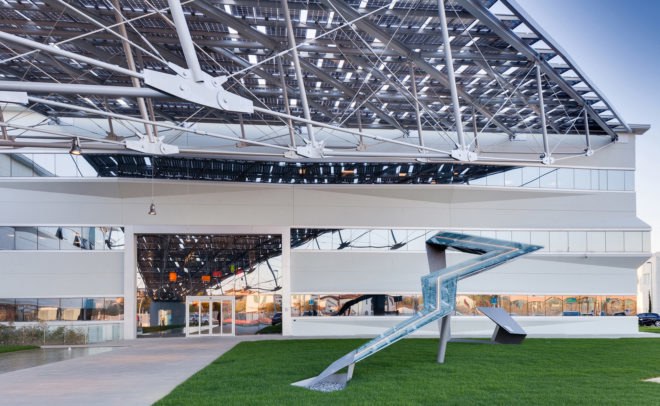 Arval headquarters, self-sufficient building, Florence, Pierattelli Architetture, zero-emissions, green office buildings, Climate House, solar power, geothermal power, solar panels, photovoltaics
