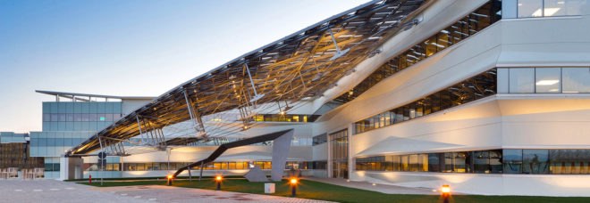 Arval headquarters, self-sufficient building, Florence, Pierattelli Architetture, zero-emissions, green office buildings, Climate House, solar power, geothermal power, solar panels, photovoltaics