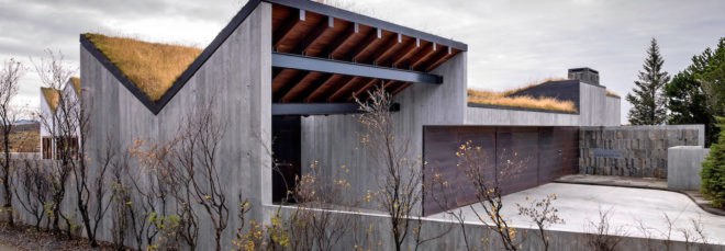 B14 by Studio Granda, Studio Granda architecture, Iceland modernist home, green roofed Iceland home, B14 villa Iceland