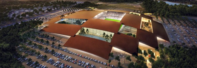 Bjarke Ingels, Bjarke Ingels Group, East Austin District, Thomas Christoffersen, Austin Sports & Entertainment, East Austin District, austin urban design, urban design, Rodeo Austin, austin sports center, big-designed sports centers, sports complex design, stadium design, solar power, solar panels, austin solar power