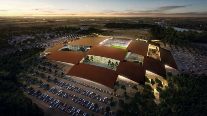 Bjarke Ingels, Bjarke Ingels Group, East Austin District, Thomas Christoffersen, Austin Sports & Entertainment, East Austin District, austin urban design, urban design, Rodeo Austin, austin sports center, big-designed sports centers, sports complex design, stadium design, solar power, solar panels, austin solar power