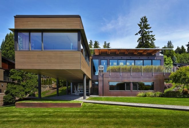 Brook Bay Residence, Brook Bay Residence by Rick Sandberg, luxury housing in Mercer Island, copper clad homes, copper and cedar housing, local craftsmanship in American homes,