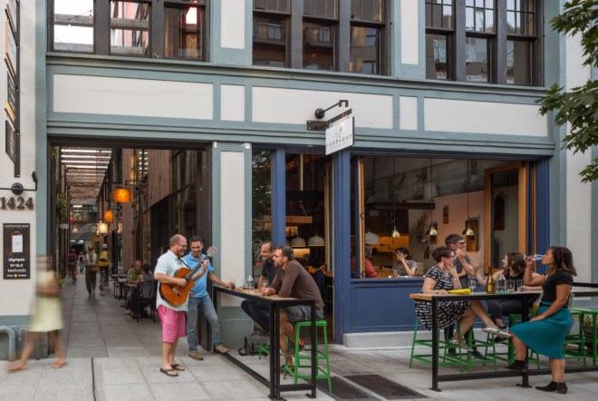 Chophouse Row by Graham Baba Architects and SKL Architects, Chophouse Row Seattle, Chophouse Row adaptive reuse, Chophouse Row architecture, Chophouse Row 12th Avenue Marketplace, Chophouse Row the Mews, ULI Seattle, AIA Seattle Honor Award, adaptive reuse Seattle