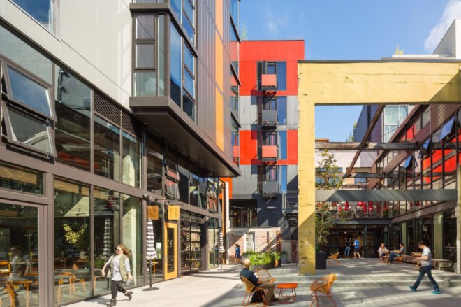 Chophouse Row by Graham Baba Architects and SKL Architects, Chophouse Row Seattle, Chophouse Row adaptive reuse, Chophouse Row architecture, Chophouse Row 12th Avenue Marketplace, Chophouse Row the Mews, ULI Seattle, AIA Seattle Honor Award, adaptive reuse Seattle
