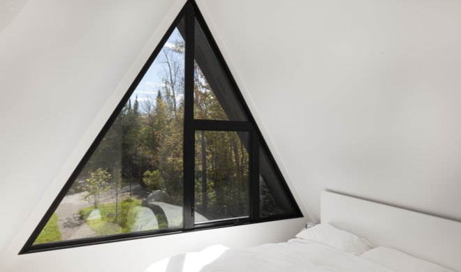 Green renovation, A-frame cabin, Fahouse, Jean Verville architecte, Canada, cabin, green architecture, rehabilitation, storage space, staircase