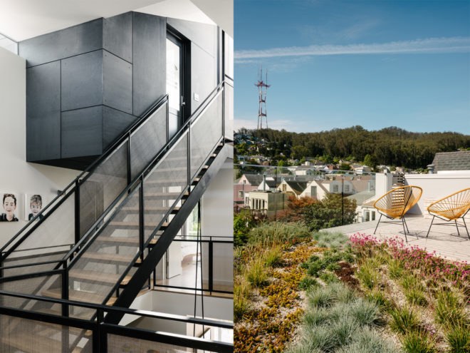 Fitty Wun by Feldman Architecture, Fitty Wun house, Fitty Wun in San Francisco, Feldman Architecture residential projects, luxury townhouse San Francisco, luxury townhouse California, green-roofed townhouses, panopticon architecture