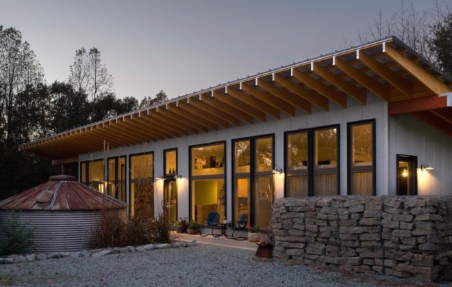 Horseshoe Farm Residence by Buildsense, Horseshoe Farm Residence in Creedmoor, forever home architecture, off-grid forever home, off-grid Creedmoor home, reclaimed materials in modern farmhouse, modern farmhouse architecture,
