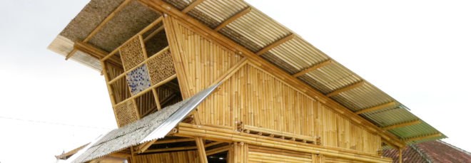 IBUKU, bamboo housing, bamboo, Bali, temporary housing, affordable housing, mezzanine, recyclable materials, plastic waste, recyclable materials