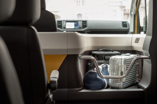 Moia, Volkswagen, Germany, rideshare, ridesharing, interior, luggage, bags