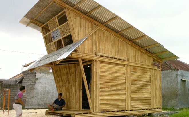 IBUKU, bamboo housing, bamboo, Bali, temporary housing, affordable housing, mezzanine, recyclable materials, plastic waste, recyclable materials