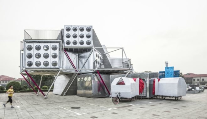 People's Architecture Office, The People's Station, cultural centers, Chinese architecture, detachable architecture, flexible architecture, flexible design, detachable buildings, prefabricated buildings, green design, mobile architecture, architecture by bicycle, traveling buildings, cultural satellites, museum design, cultural center designs, cultural centers china