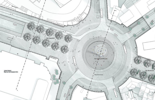 COBE Architects, BRUT architects, Place Schuman, Brussels, Belgium, pedestrian friendly, pedestrian-friendly design, agora, green architecture, European Union, public space