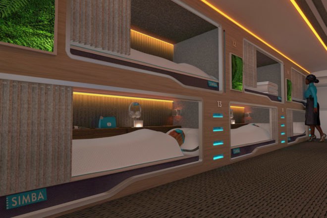 Simba, Snoozeliner, Simba Snoozeliner, Andersson-Wood Architects, night bus, sleeping pods, sleeper pods, bus