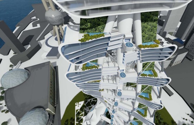 Smart Power Long, Power Long, Richard's Architecture + Design, Smart Power Long by Richard's Architecture + Design, Shanghai, drone car tower, net zero, landing pads