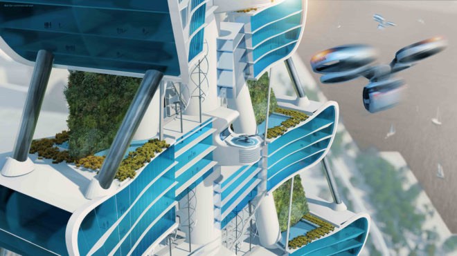 Smart Power Long, Power Long, Richard's Architecture + Design, Smart Power Long by Richard's Architecture + Design, Shanghai, drone car tower, net zero, architecture