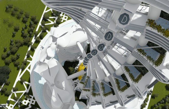 Smart Power Long, Power Long, Richard's Architecture + Design, Smart Power Long by Richard's Architecture + Design, Shanghai, drone car tower, net zero, landing pads
