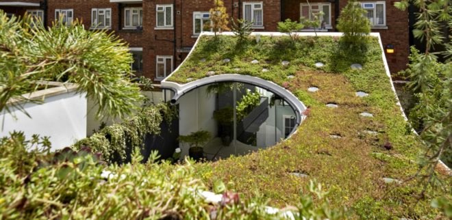 Tonkin Liu Architects, Sun rain room, home extensions, home design, sun rooms, home additions, London architecture, urban design, green roof, garden room, reflecting pool, home architecture, rain collection systems, rainwater use, greywater systems, green roof designs,