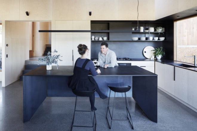 Two Halves Home by Moloney Architects, Two Halves Home, Moloney Architects, birch-faced plywood interior, Two Halves Home Australia, pavilion residence, modern timber-clad home, high bush fire rated modern house