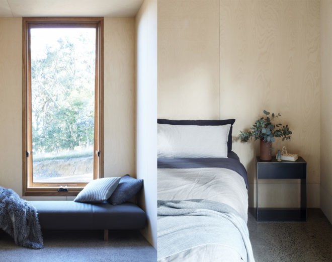 Two Halves Home by Moloney Architects, Two Halves Home, Moloney Architects, birch-faced plywood interior, Two Halves Home Australia, pavilion residence, modern timber-clad home, high bush fire rated modern house