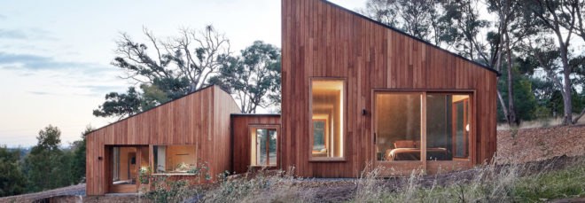 Two Halves Home by Moloney Architects, Two Halves Home, Moloney Architects, birch-faced plywood interior, Two Halves Home Australia, pavilion residence, modern timber-clad home, high bush fire rated modern house
