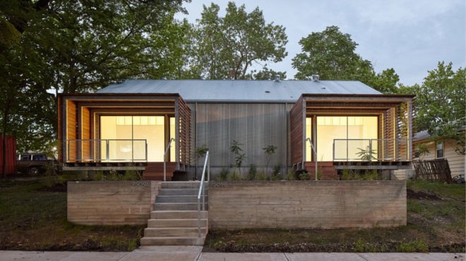 Affordable housing, duplex in Kansas City, Design+Make Studio, El Dorado Inc., Studio Build, low-income housing, Kansas City, Kansas State University, open-plan layout, green architecture, natural light