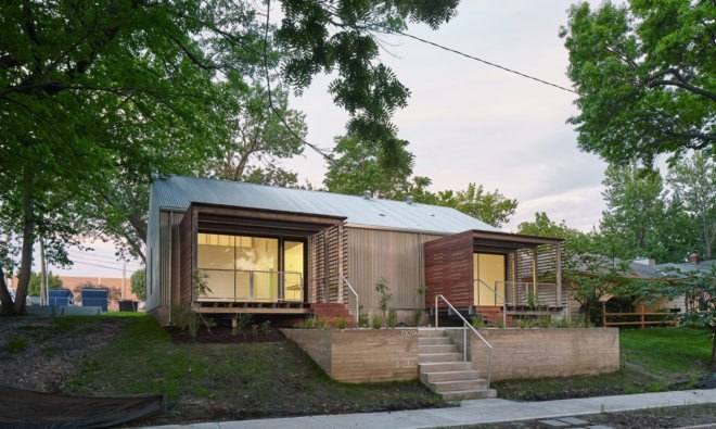 Affordable housing, duplex in Kansas City, Design+Make Studio, El Dorado Inc., Studio Build, low-income housing, Kansas City, Kansas State University, open-plan layout, green architecture, natural light